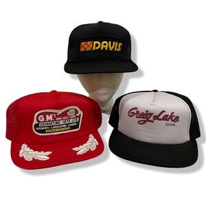 3 PACK OF VINTAGE 80s TRUCKER HATS